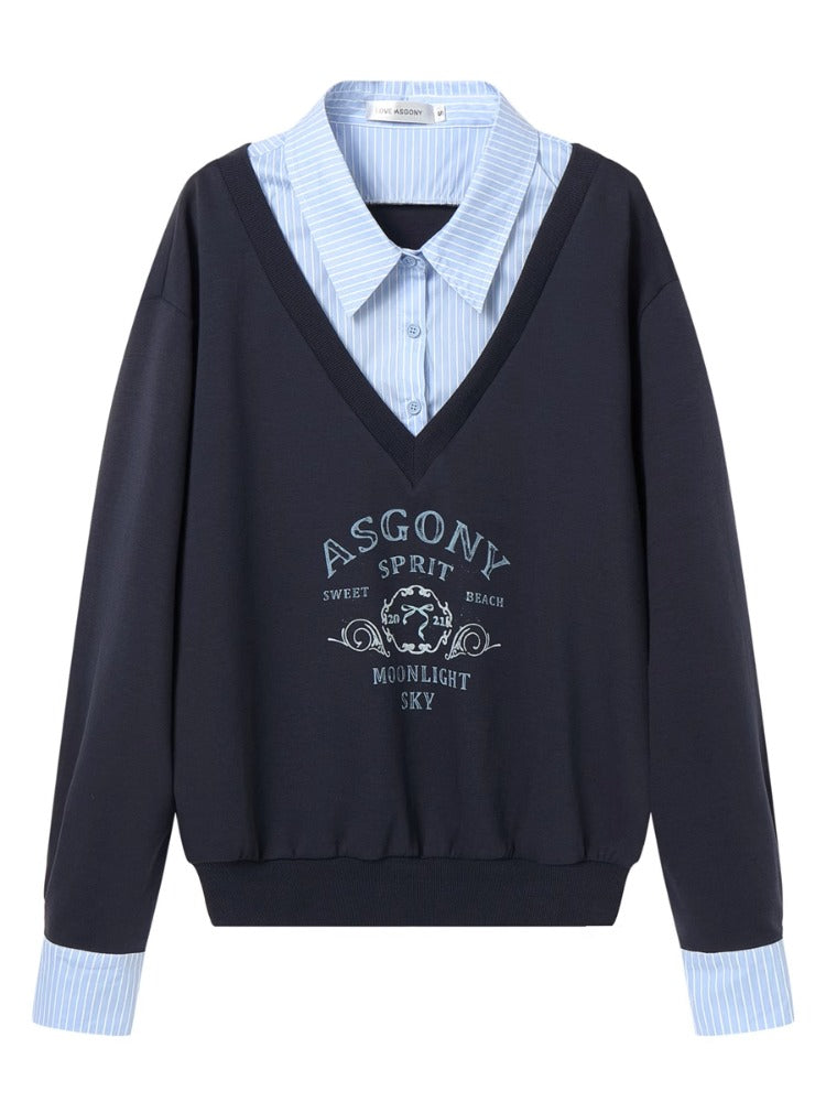 Yellow & Navy Collegiate Butterfly Sweatshirt & Skirt Set - CHINASQUAD