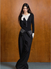 Polka Dot Contrast High-waist Suit Pants - CHINASQUAD