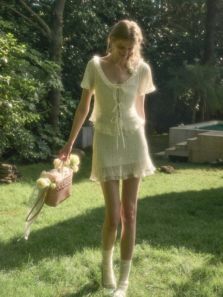 Cool Fabric Knitted Blouse & Skirt Set - CHINASQUAD