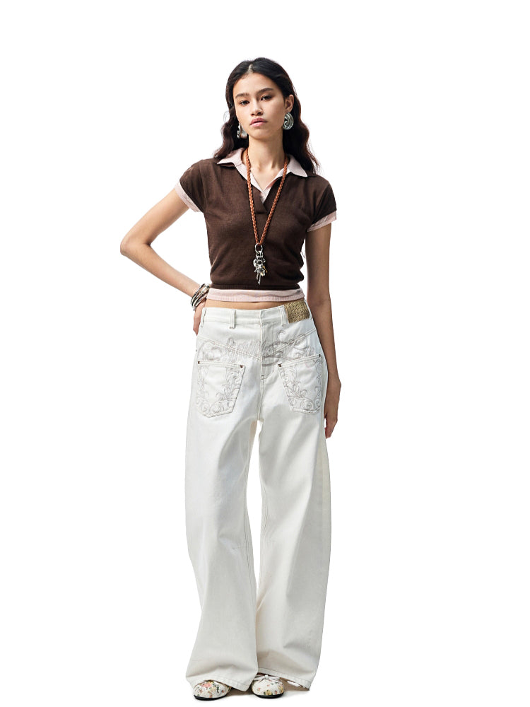 Color-Blocking Fake Two-piece Knit Polo Shirt - CHINASQUAD