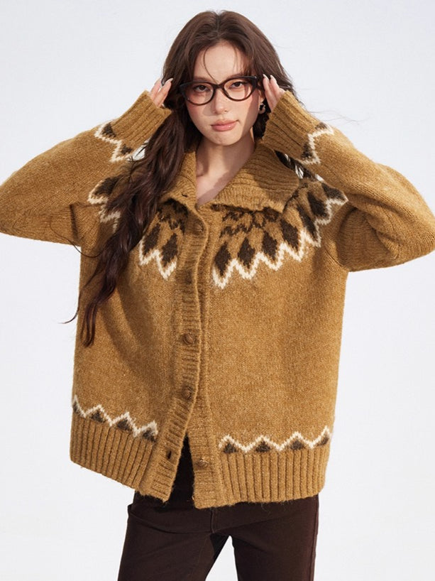 Fair Isle Wool-Blend Collared Knit Sweater