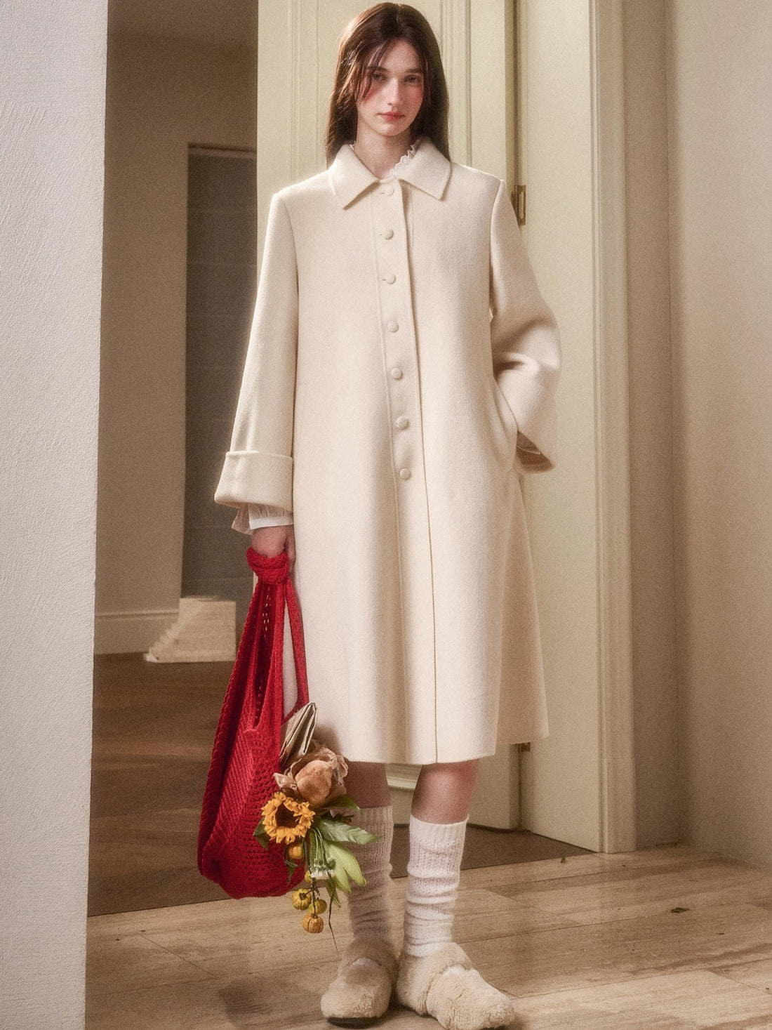Playful Winter 100% Wool Cape Coat