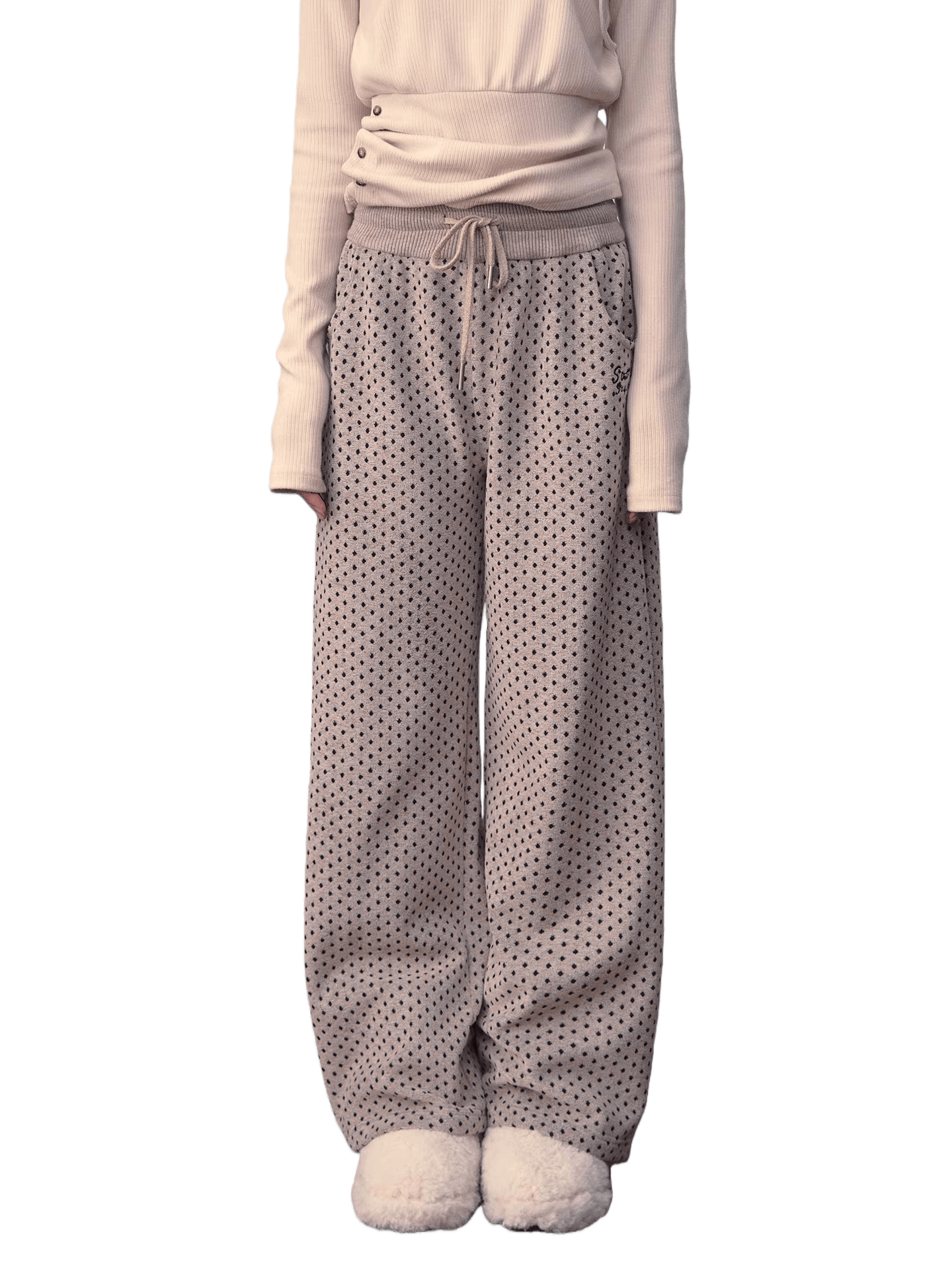 Polka Dot High-Waist Wide-Leg Pants