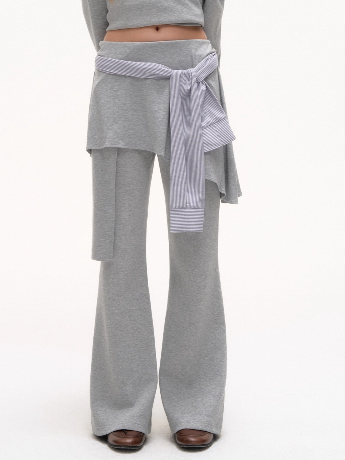 Stripe Ruffled Off-shoulder Sweatshirt - CHINASQUAD