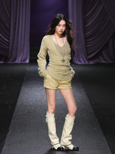Shimmery Knit V-neck & Camisole Two-Piece Set - CHINASQUAD