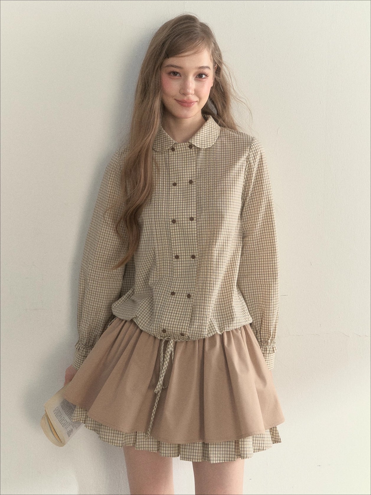 Double-Breasted Doll Collar Shirt