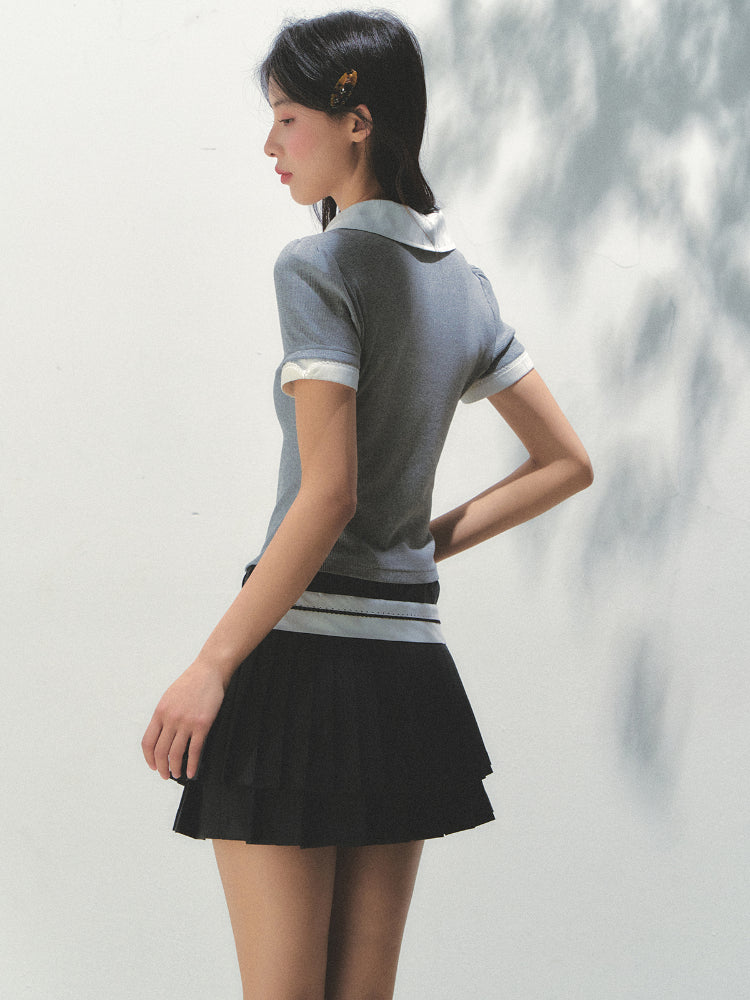 Collar Knitted Short-sleeve T-shirt - CHINASQUAD