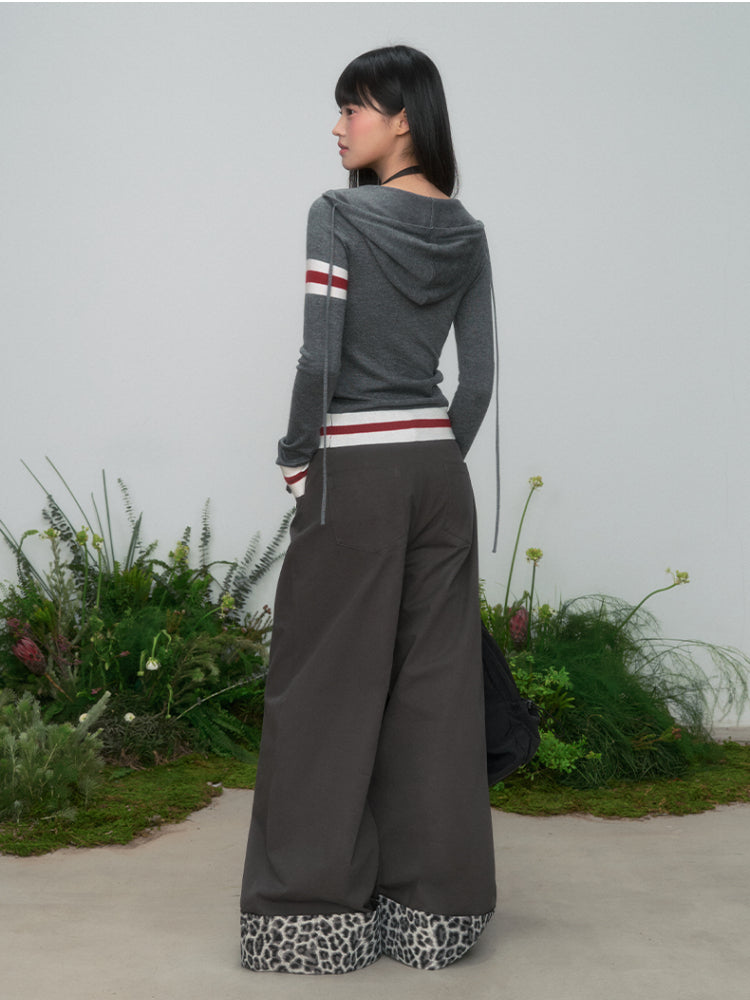 Color Block Striped Hooded Knitted T-shirt - CHINASQUAD