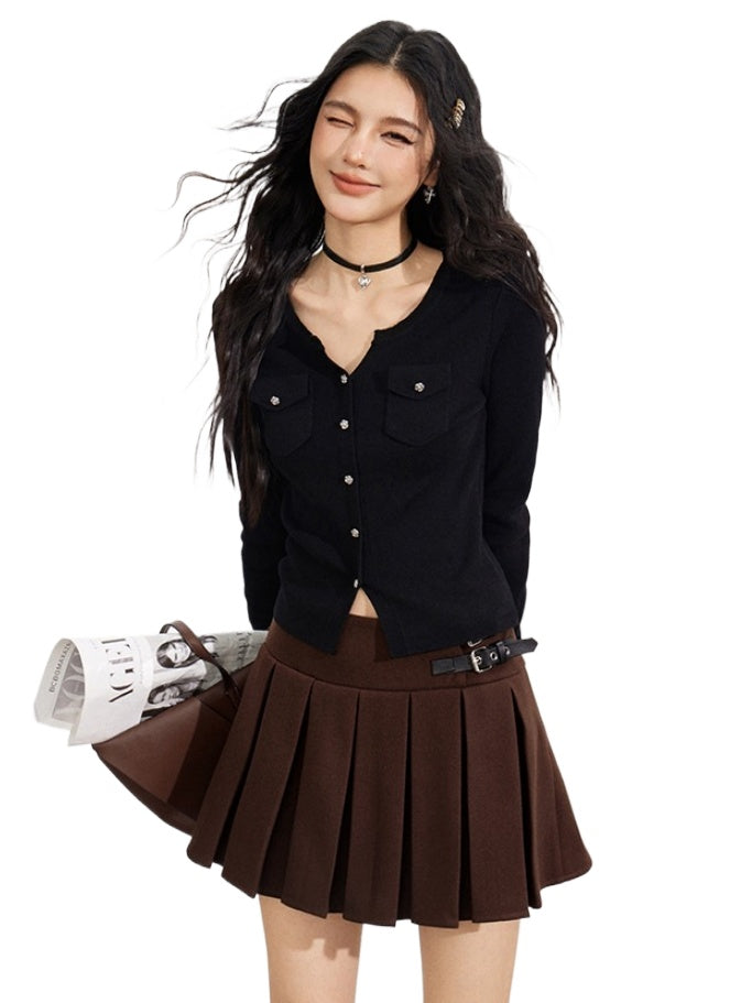 Merino Wool-Blend Ribbed Knit Cardigan - CHINASQUAD