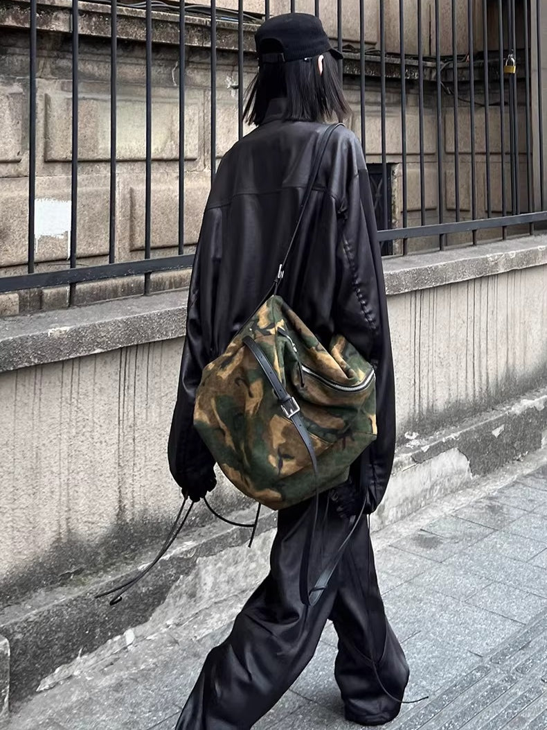 Leather-Texture Athletic Zip Jacket