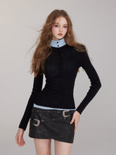 Brown & Black Mock Two-Piece V-Neck Sweater - CHINASQUAD