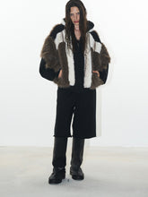 Brown Colorblock Hooded Winter Fleece Coat - CHINASQUAD