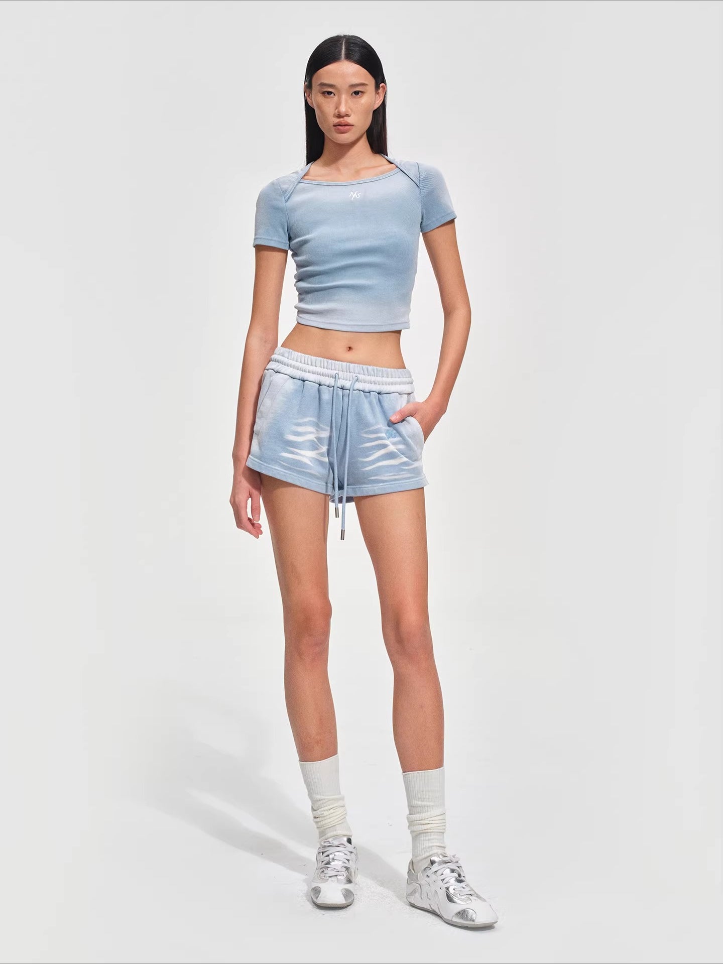 Washed Vintage Crop-Fit Crewneck T-Shirt