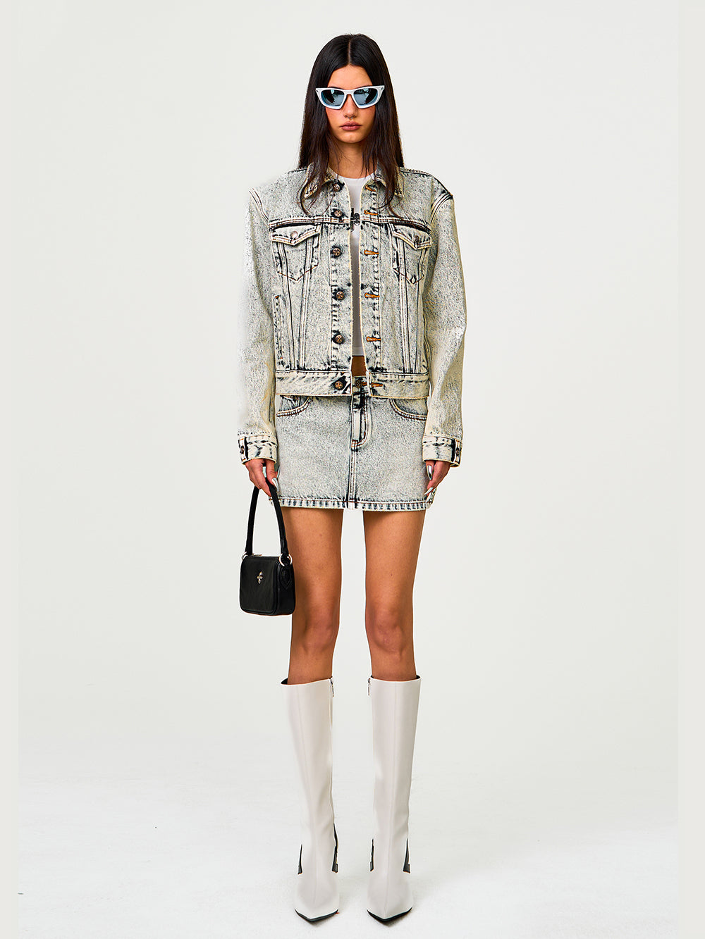 Classic Cross Angled Denim Skirt - CHINASQUAD