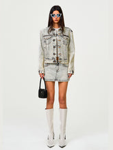 Classic Cross Angled Denim Skirt - CHINASQUAD