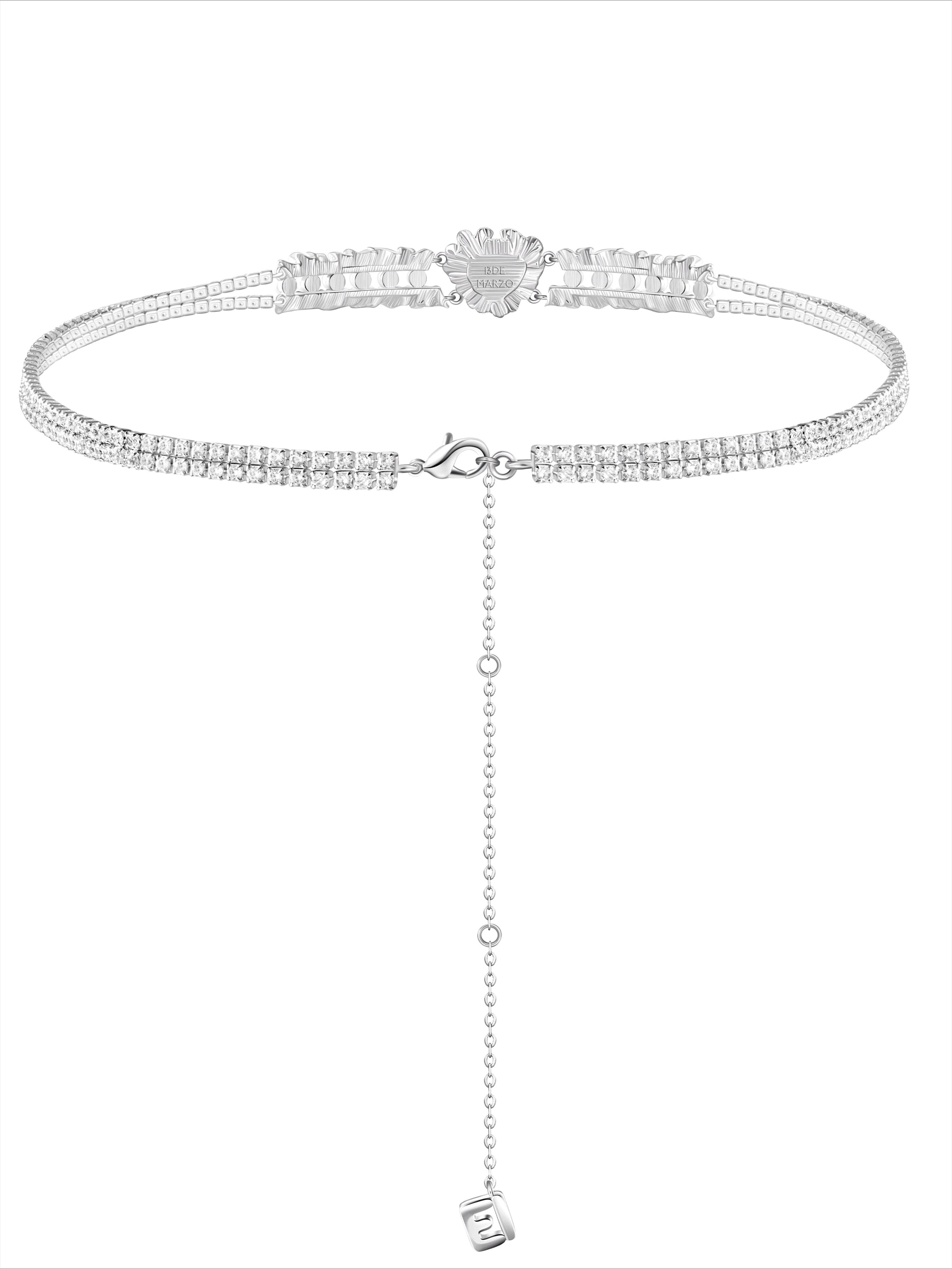 Pleated Heart & Pearl Velvet Bear Necklace