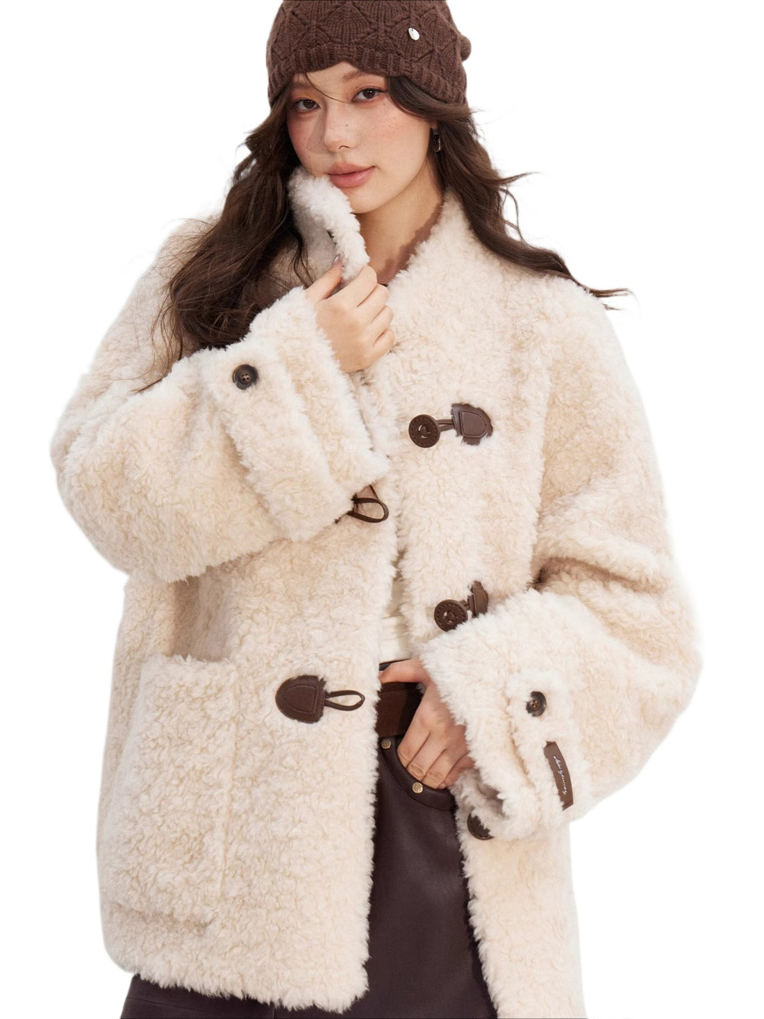 Wool-Blend Shearling Buttoned Jacket