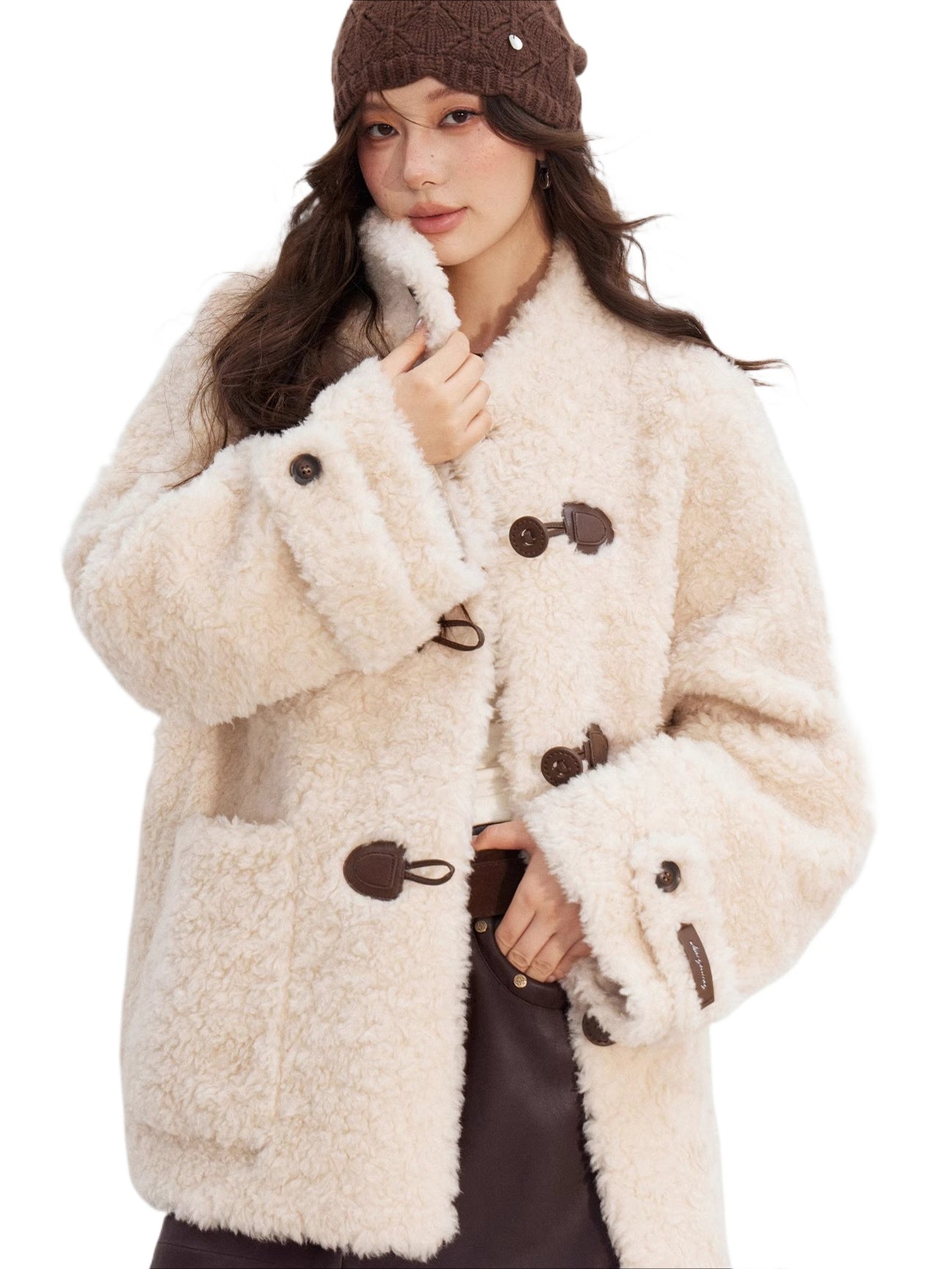 Wool-Blend Shearling Buttoned Jacket