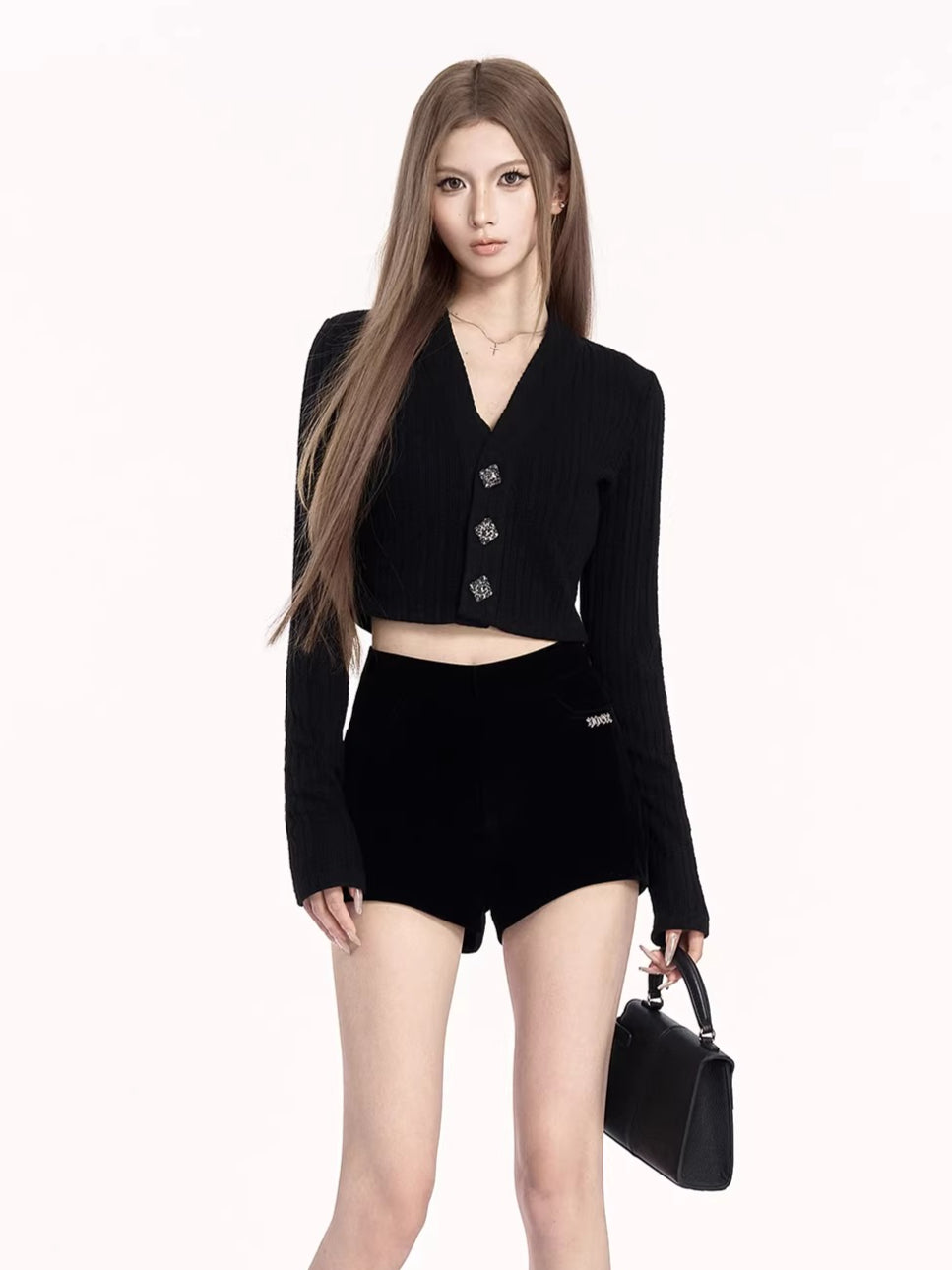 Crystal-Embellished V-Neck Knit Cardigan