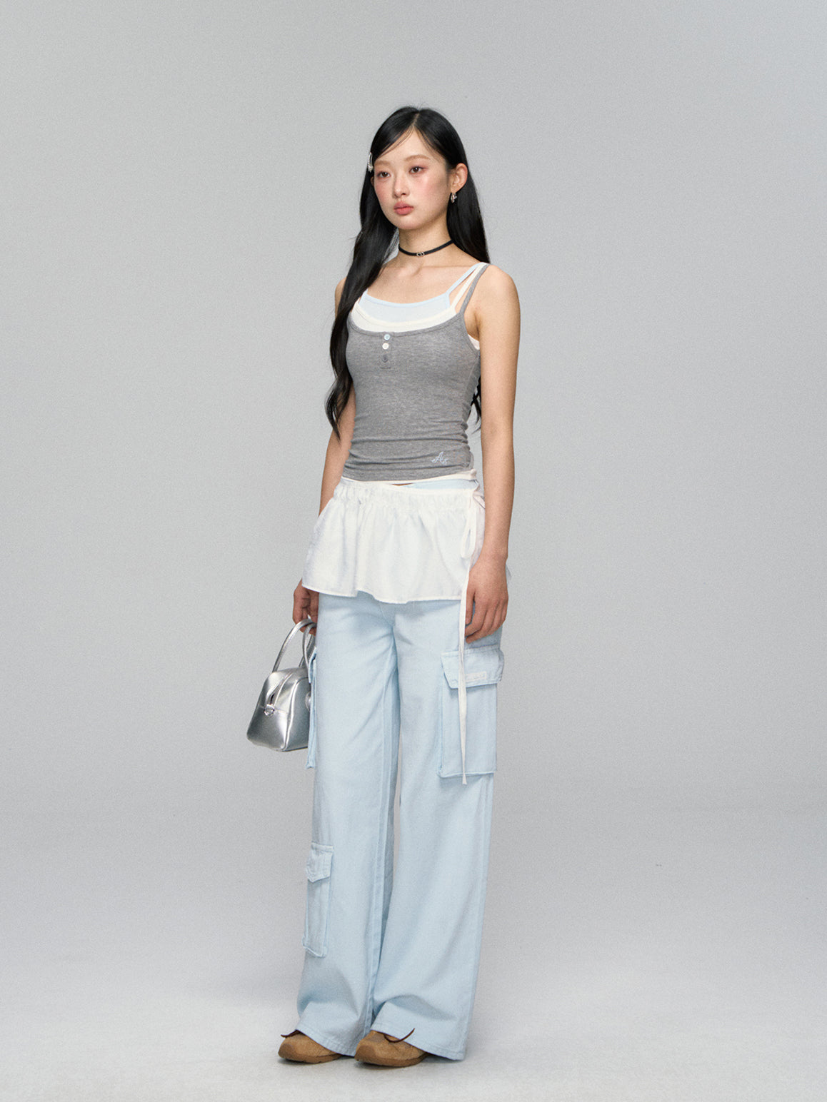 Contrast-Layered Ribbed Knit Tank
