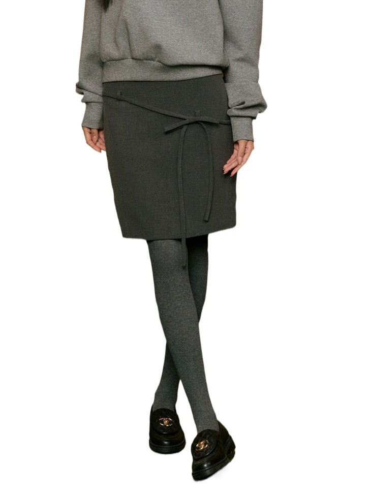 Premium Gray Bow Loose Midi Skirt - CHINASQUAD
