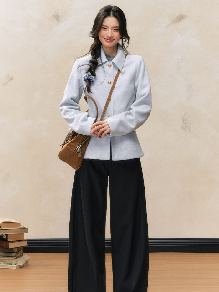 Fitted Shoulder Wool Blazer - CHINASQUAD