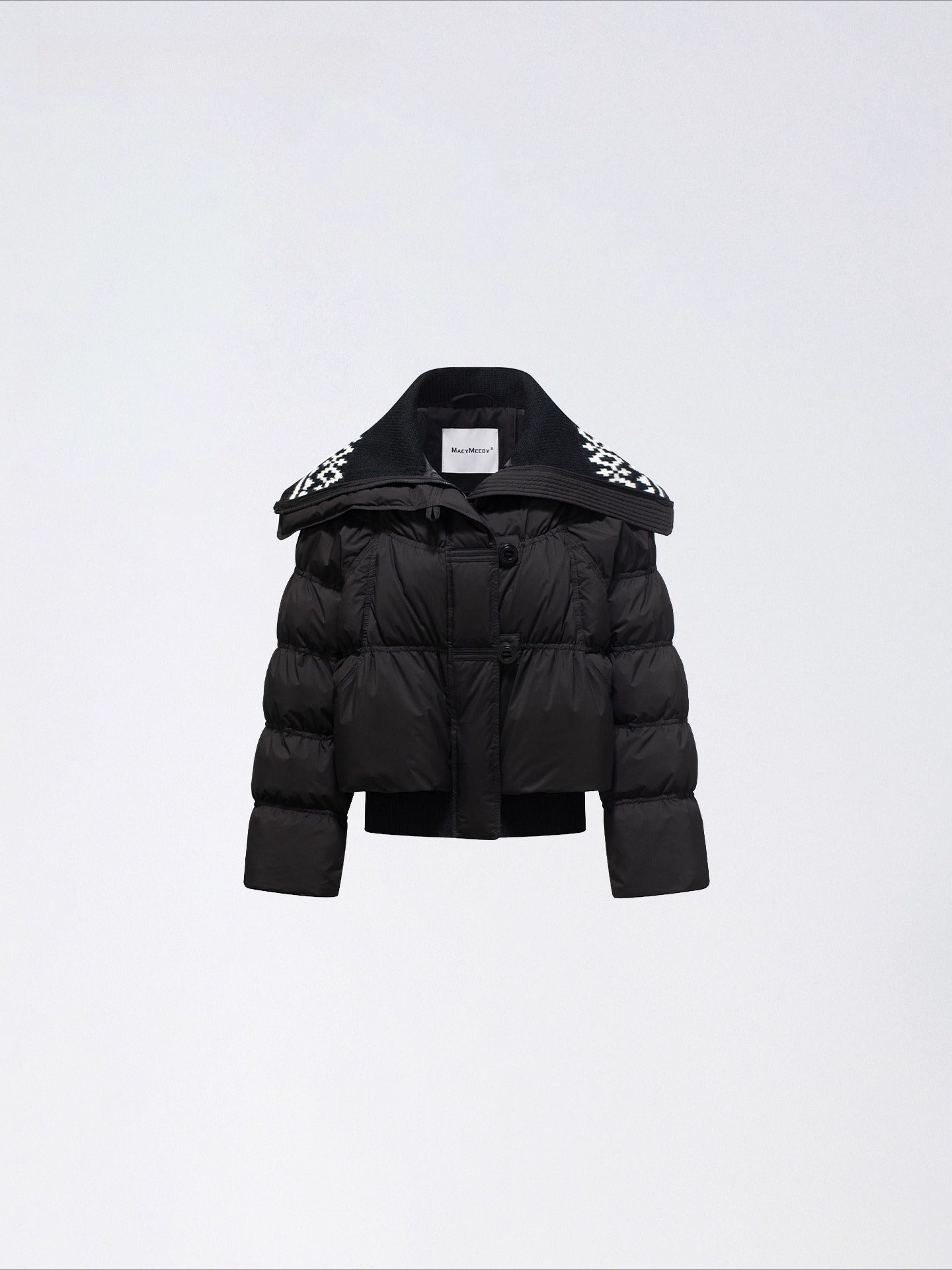 Contrast Panel Sailor Collar Down Jacket