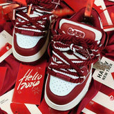 Burgundy Low-Top Casual Sneakers - CHINASQUAD