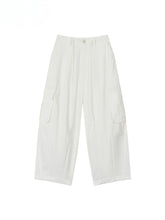 Wide-Leg Beaded Cargo Large Pockets Pants - CHINASQUAD