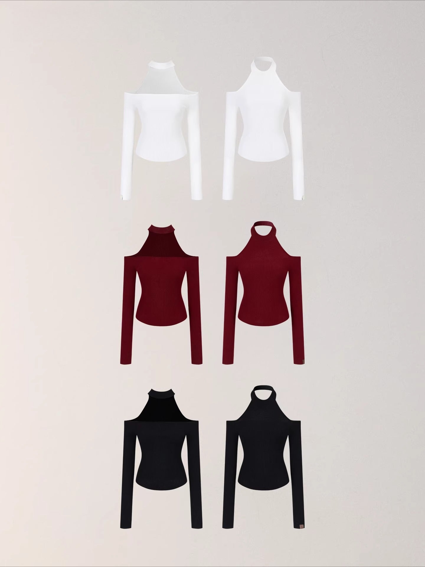 Reversible Cold-Shoulder Knit Turtleneck