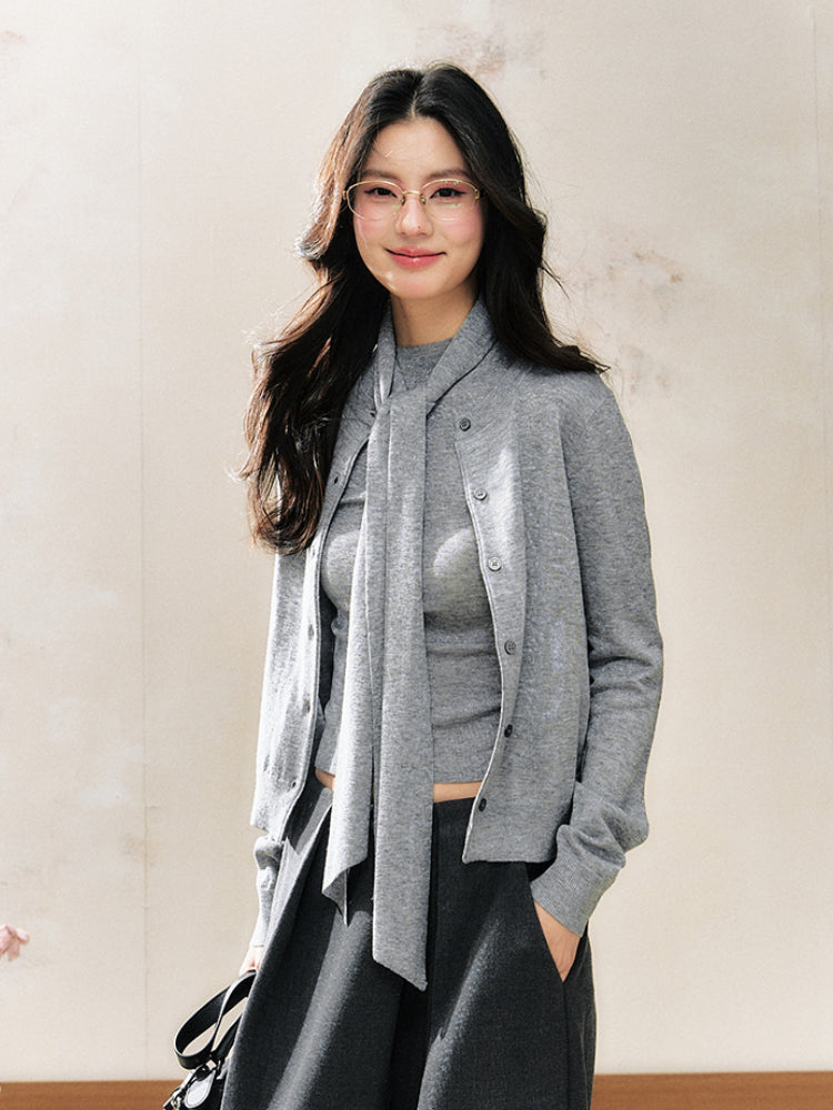 Gray-White Two-Tone Vintage Knitted Sweater - CHINASQUAD