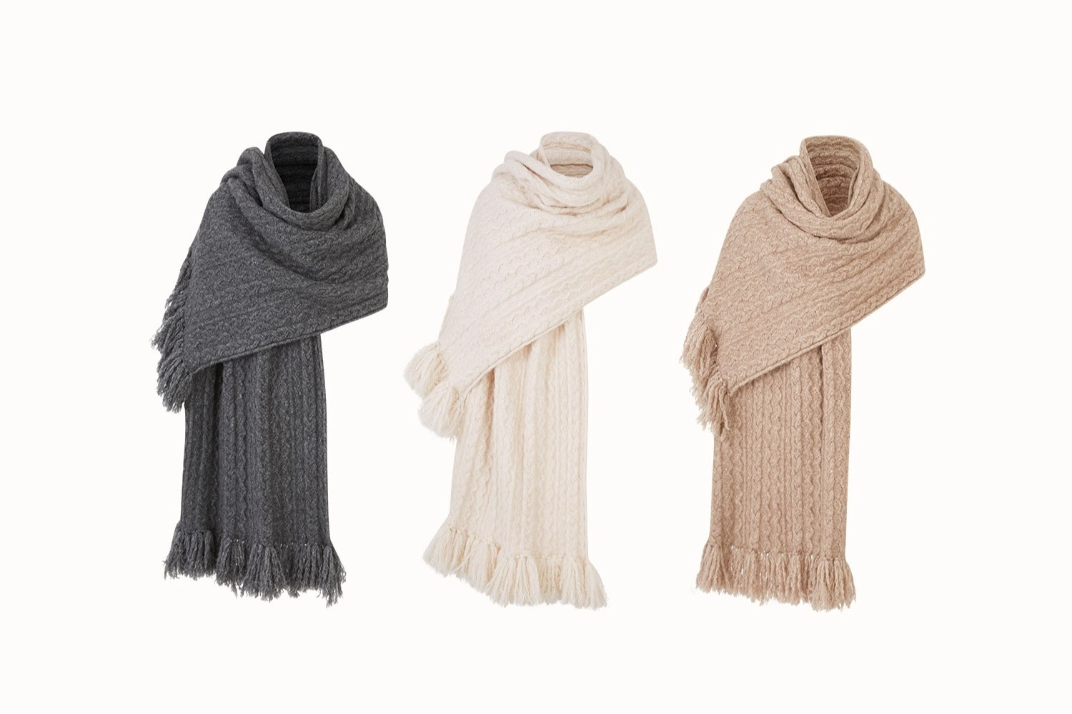 Celestial Wool Cable-Knit Shawl Scarf