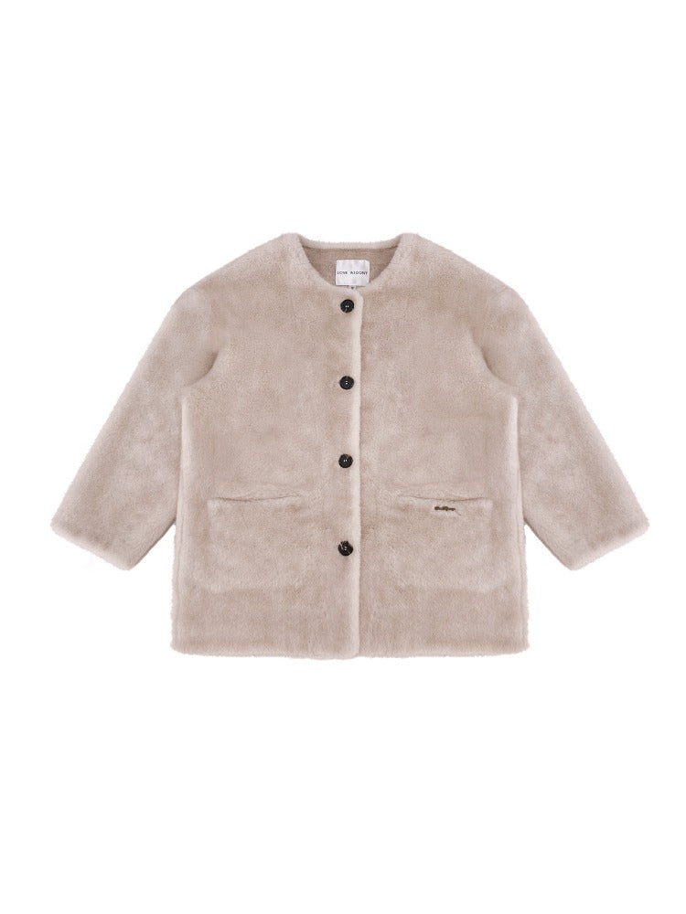 Gray & Apricot Faux Fur Coat - CHINASQUAD