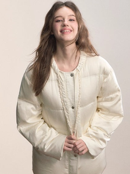 Textured Drawstring Down Puffer Jacket