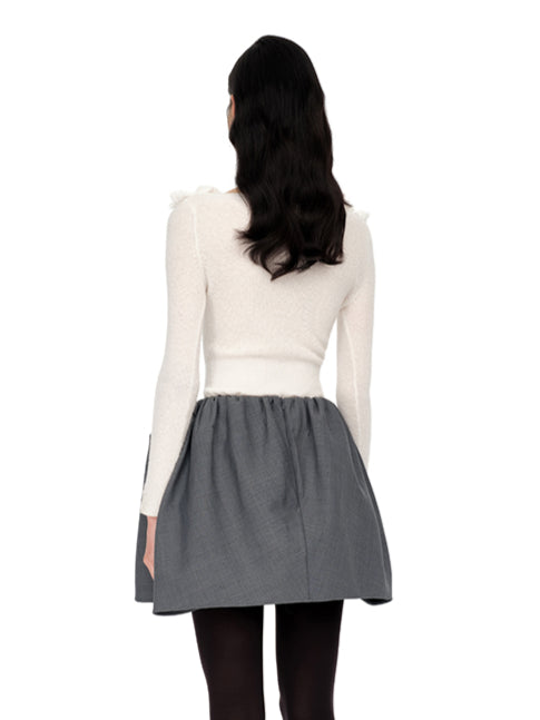 White & Black Elegant Ruffled Bow Bodysuit - CHINASQUAD