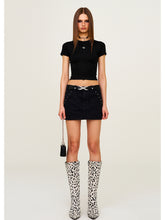 Leopard Print Mid - High Waist Rivet Midi Skirt - CHINASQUAD