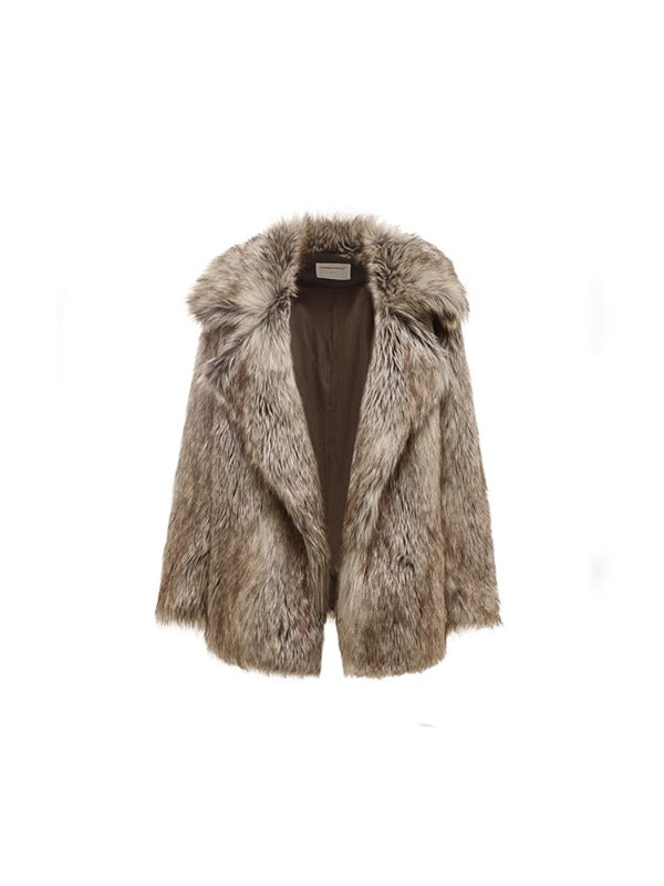 Faux Wolf Fur Coat - CHINASQUAD