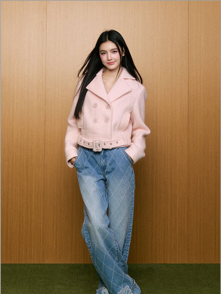 Pink Wool Short Jacket - CHINASQUAD