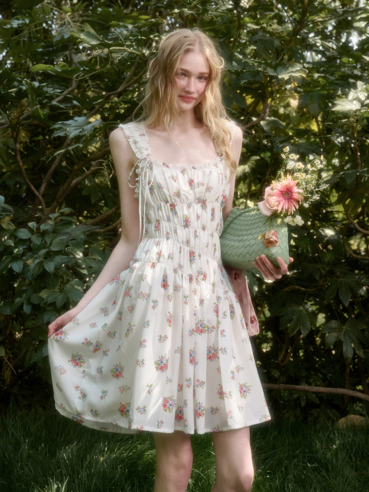 French Relaxed Old Money Floral Dress - CHINASQUAD