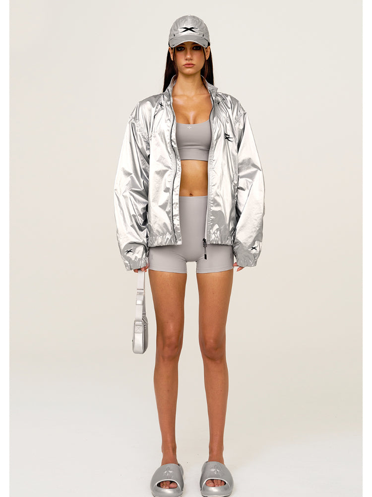 Silver & Black Loose Oversized Sports Jacket - CHINASQUAD