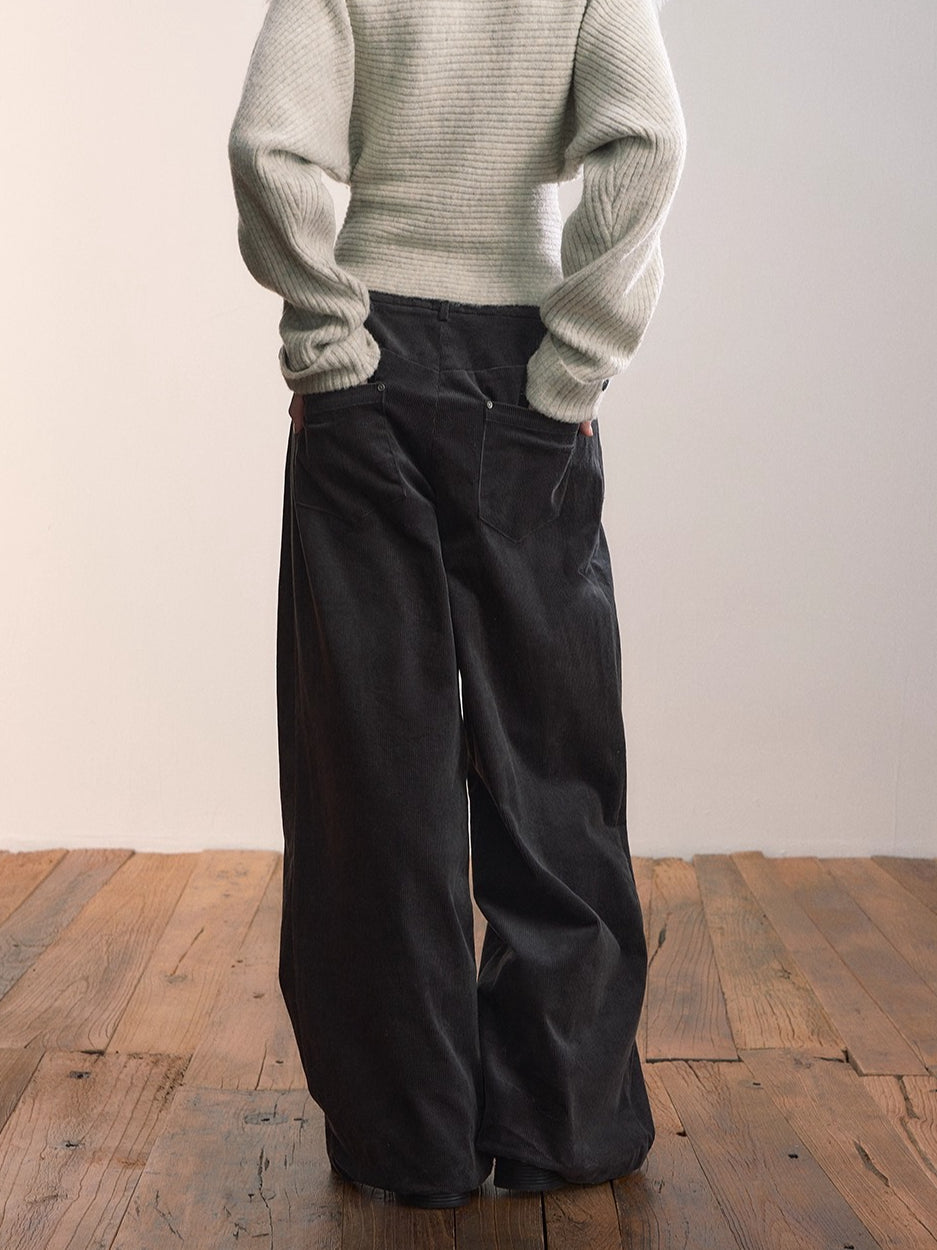Corduroy Pleated Relaxed Trousers