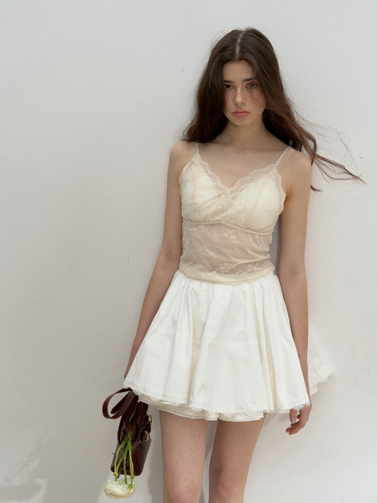 Lace Trimmed Girly Feel Top - CHINASQUAD