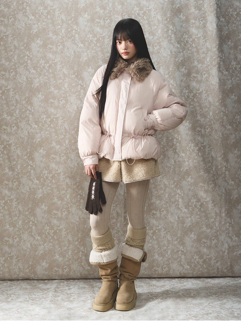 Fur Collar Sweet Puffer Down Jacket