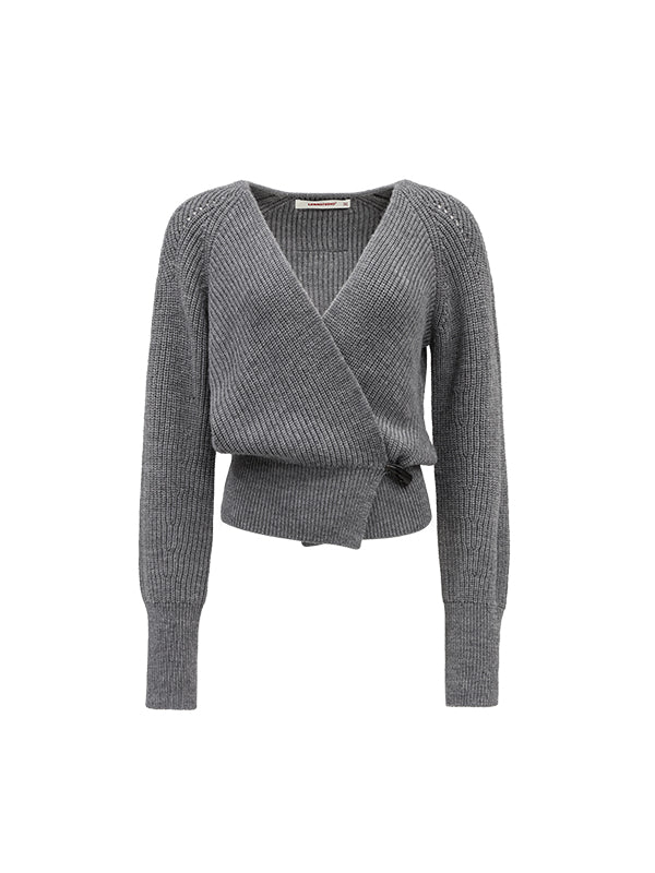 V-neck Knit Cardigan - CHINASQUAD