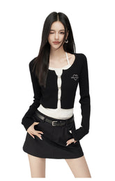 Fake Two Piece Knit Halter Blouse - CHINASQUAD