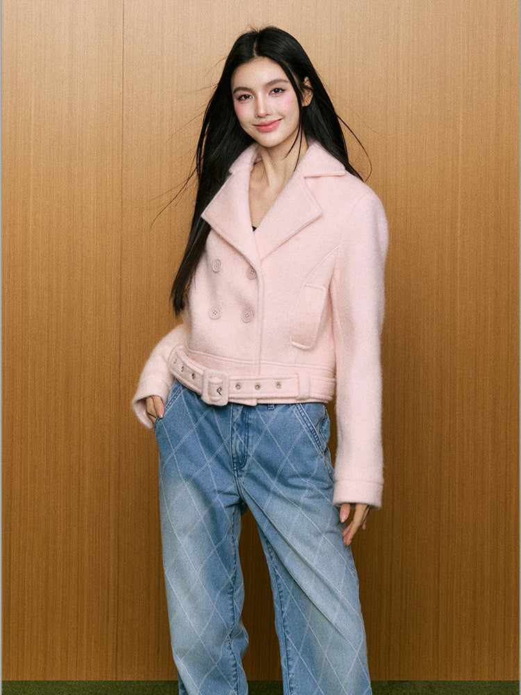 Pink Wool Short Jacket - CHINASQUAD