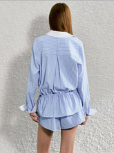 Striped Waist-cinching Shirt & Shorts Set - CHINASQUAD