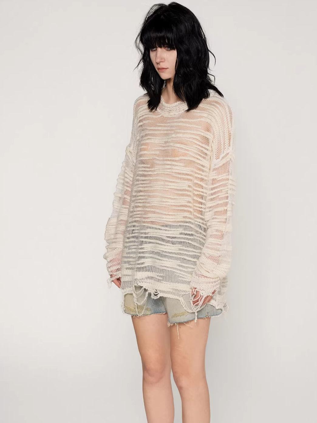 Textured Slub Wool Knit Sweater