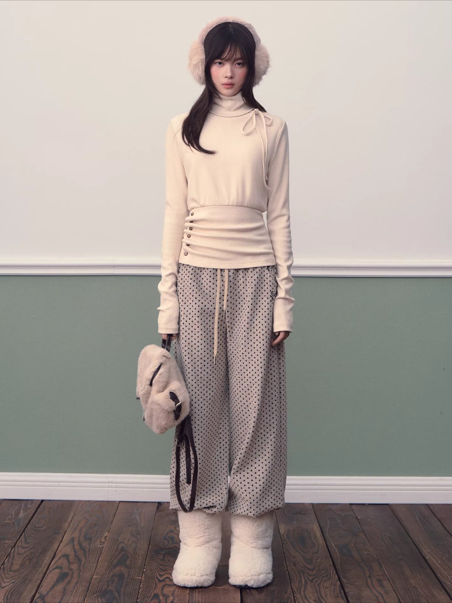 Polka Dot High-Waist Wide-Leg Pants