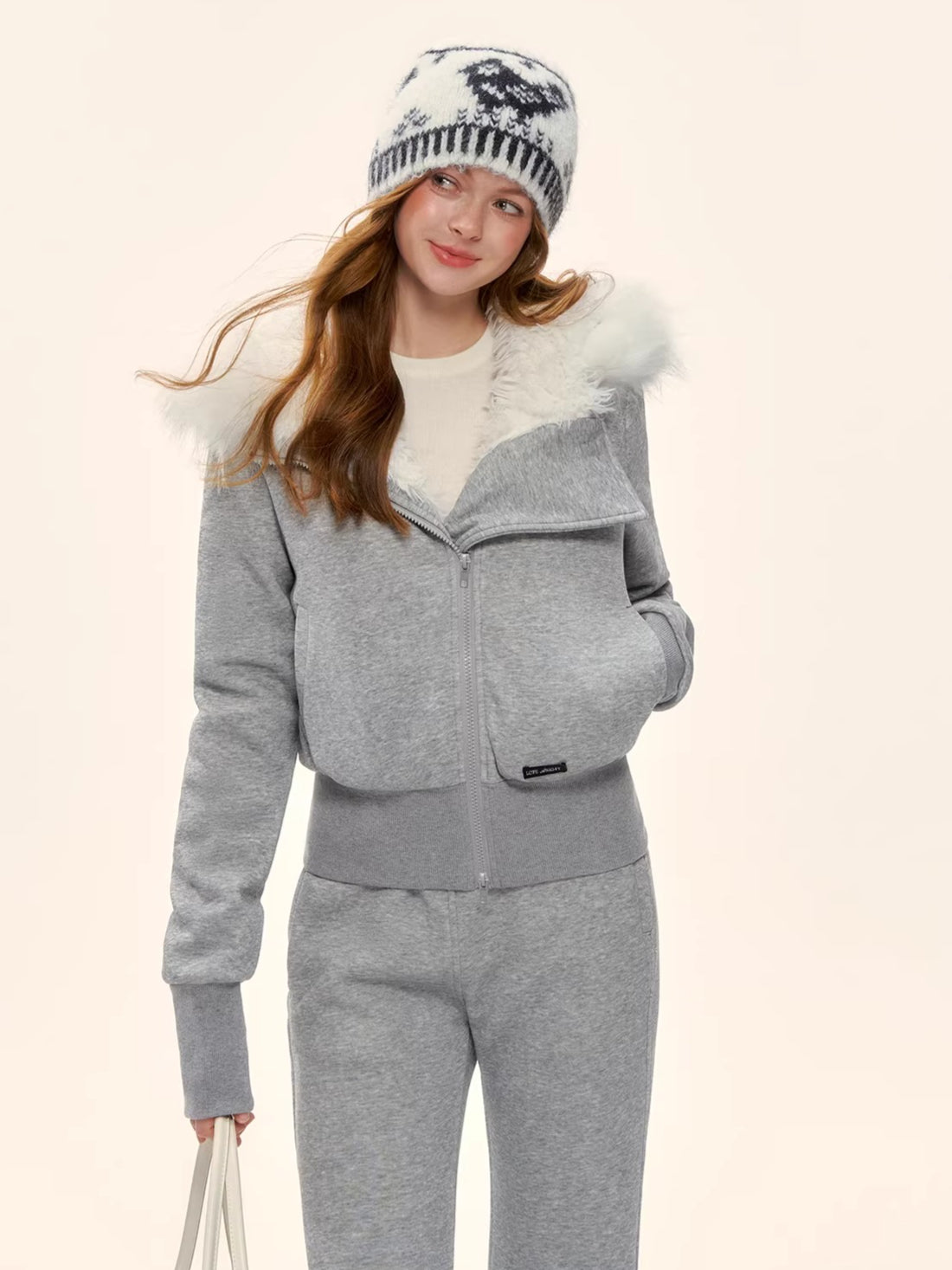 Vintage Hooded Sweatshirt & Flared Sweatpants Set